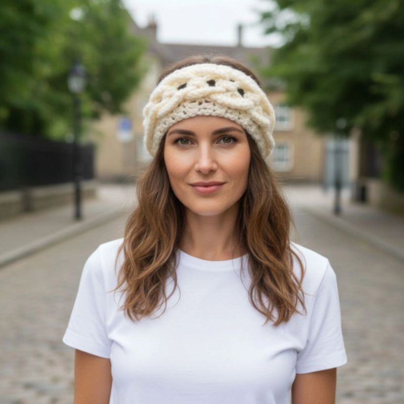 Bandeau 3 D au crochet En Laine