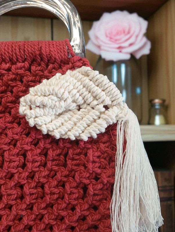 Sac à Main en Macramé Rouge