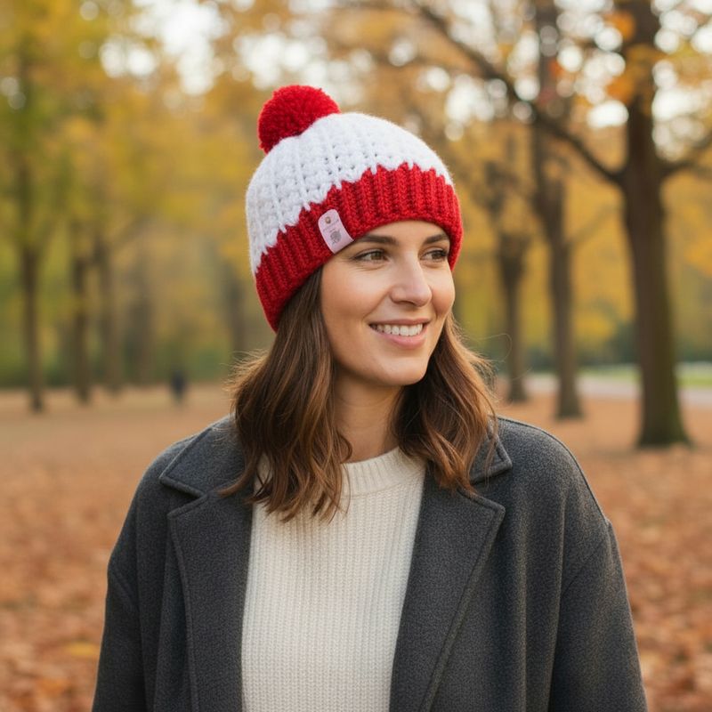 Bonnet slouchy gris duo en crochet – Fait main et personnalisable