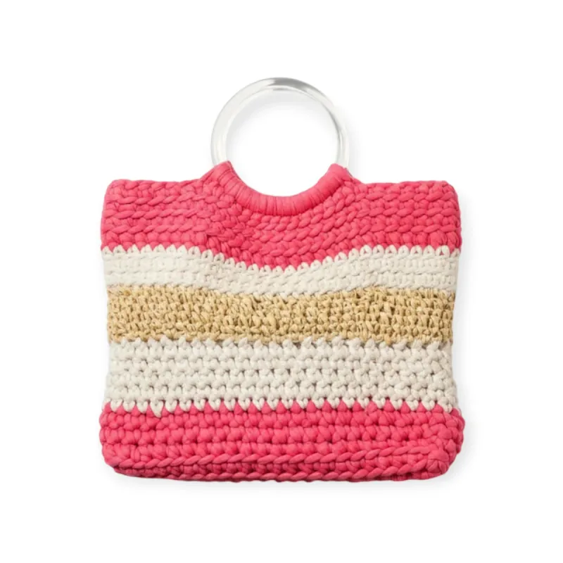 Sac cabas crocheté multicolore à anses rigides