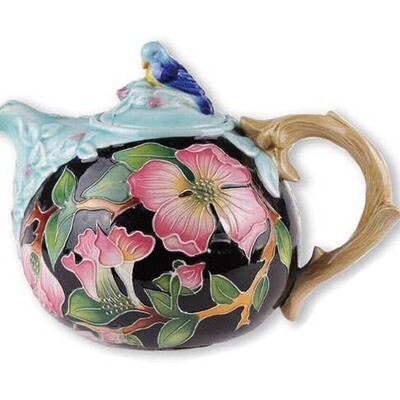 Blue Sky Clayworks - Dogwood Teapot (Pink Flowers)