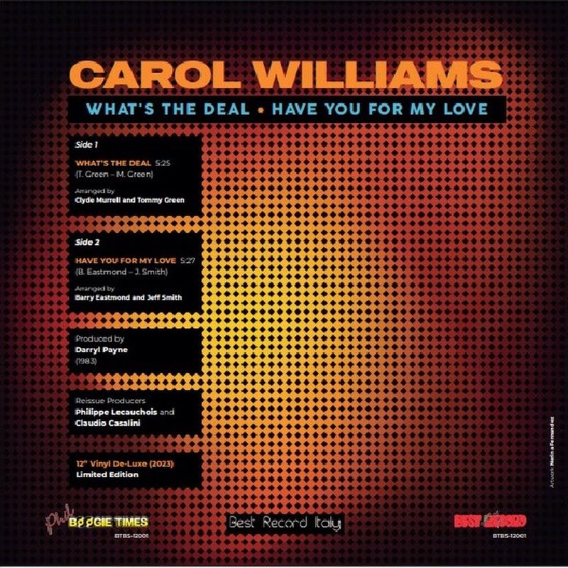 Carol Williams - What's The Deal / Have You For My Love - 12" (2023)