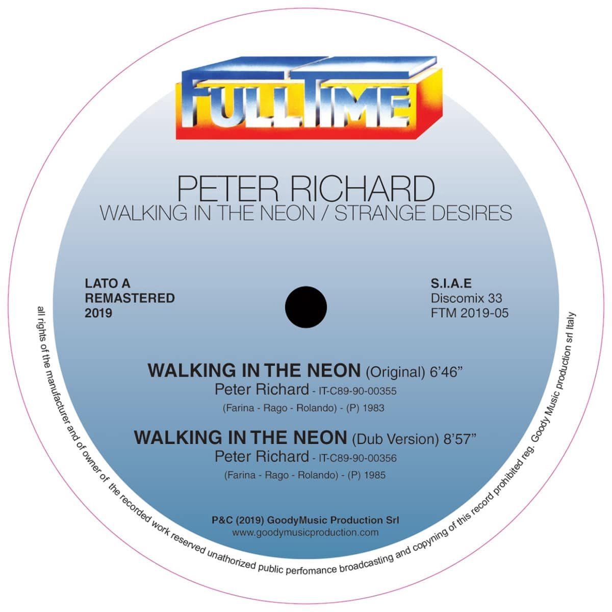 PETER RICHARD - WALKING IN THE NEON / STRANGE DESIRES 12&quot; -reissue