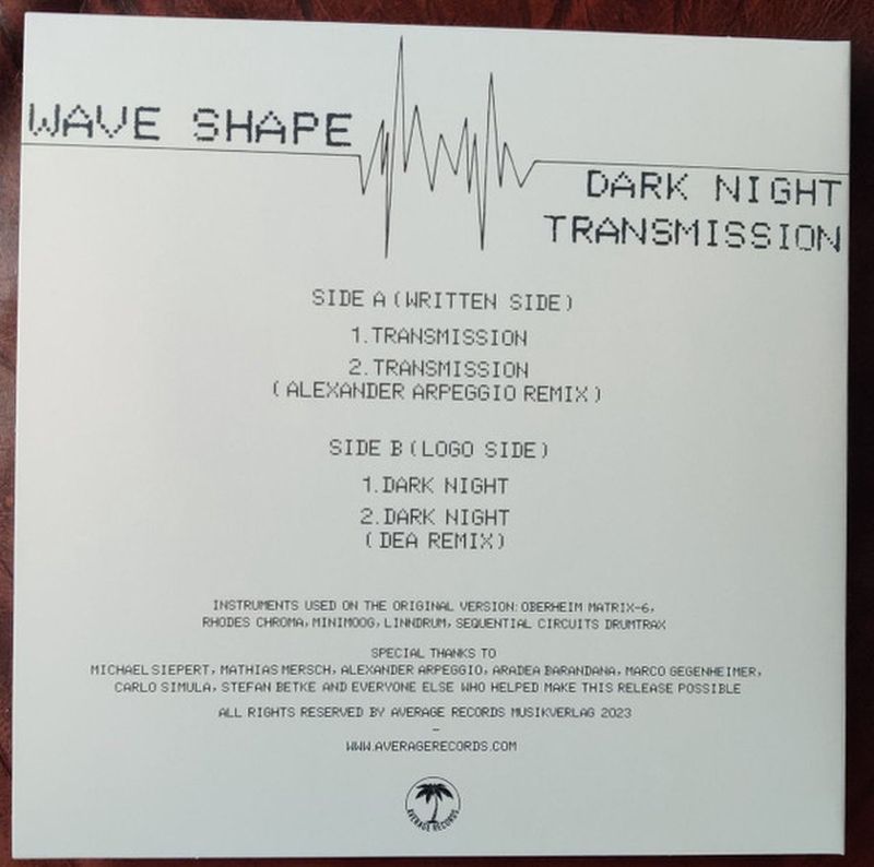 Wave Shape – Dark Night / Transmission -12" reissue 2023