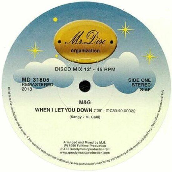 M&amp;G - When i let you down - 12&quot;reissue 2018