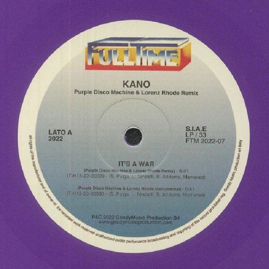 Kano – It&#39;s A War (Purple Disco Machine &amp; Lorenz Rhode Remix) 12&quot; 2022