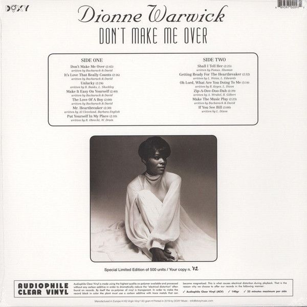 Dionne Warwick – Don't Make Me Over - LP  - Clear
