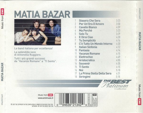 Matia Bazar – The Best Platinum Collection (18 Successi Originali)