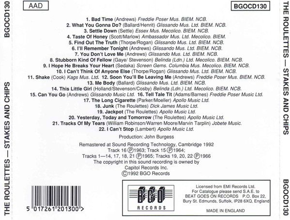 The Roulettes – Stakes And Chips - cd