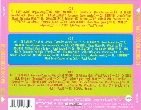 Various – I Love ZYX Italo Disco Collection 31 - 3cd box