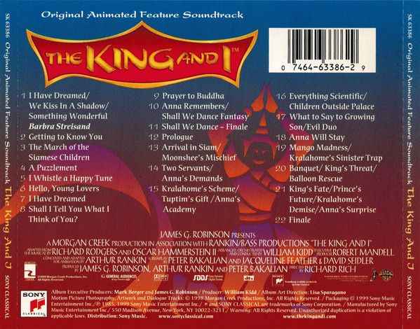 Richard Rodgers – The King And I (Original Animated Feature Soundtrack) - cd