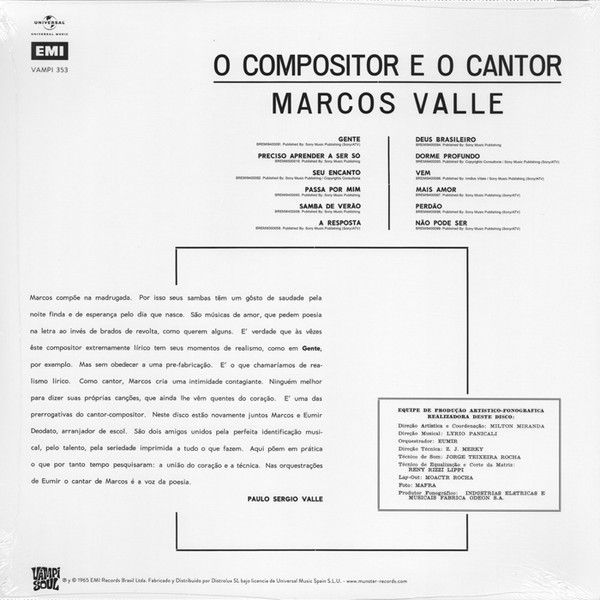 Marcos Valle – O Compositor E O Cantor - lp
