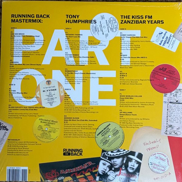 Tony Humphries – Running Back Mastermix: The Kiss FM Zanzibar Years (Part One)  - 3 lp