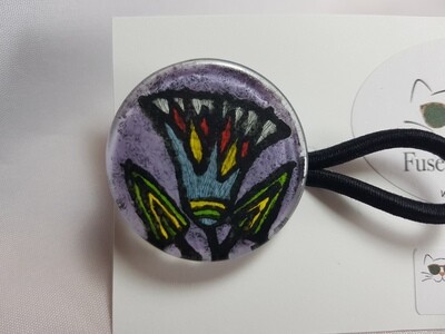 Rockin'Diva Ponytail Holder, Craftsman Flower on Purple