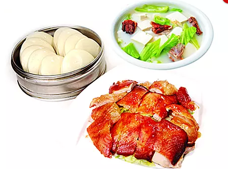 DHHX【东海海鲜】片皮鸡两吃（片皮鸡和时菜豆腐汤）Peking Chicken with Tofu and Vegetables Soup