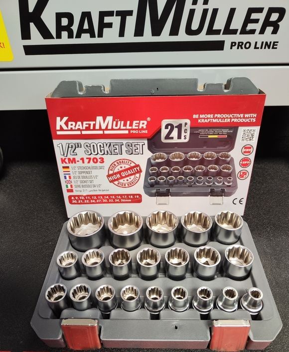 Douilles 12 pans 1/2&quot; 8-36mm KraftMuller CR-V 21 pcs