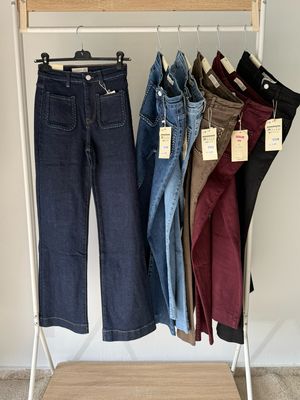 Jeans flares bolsillo trenzado