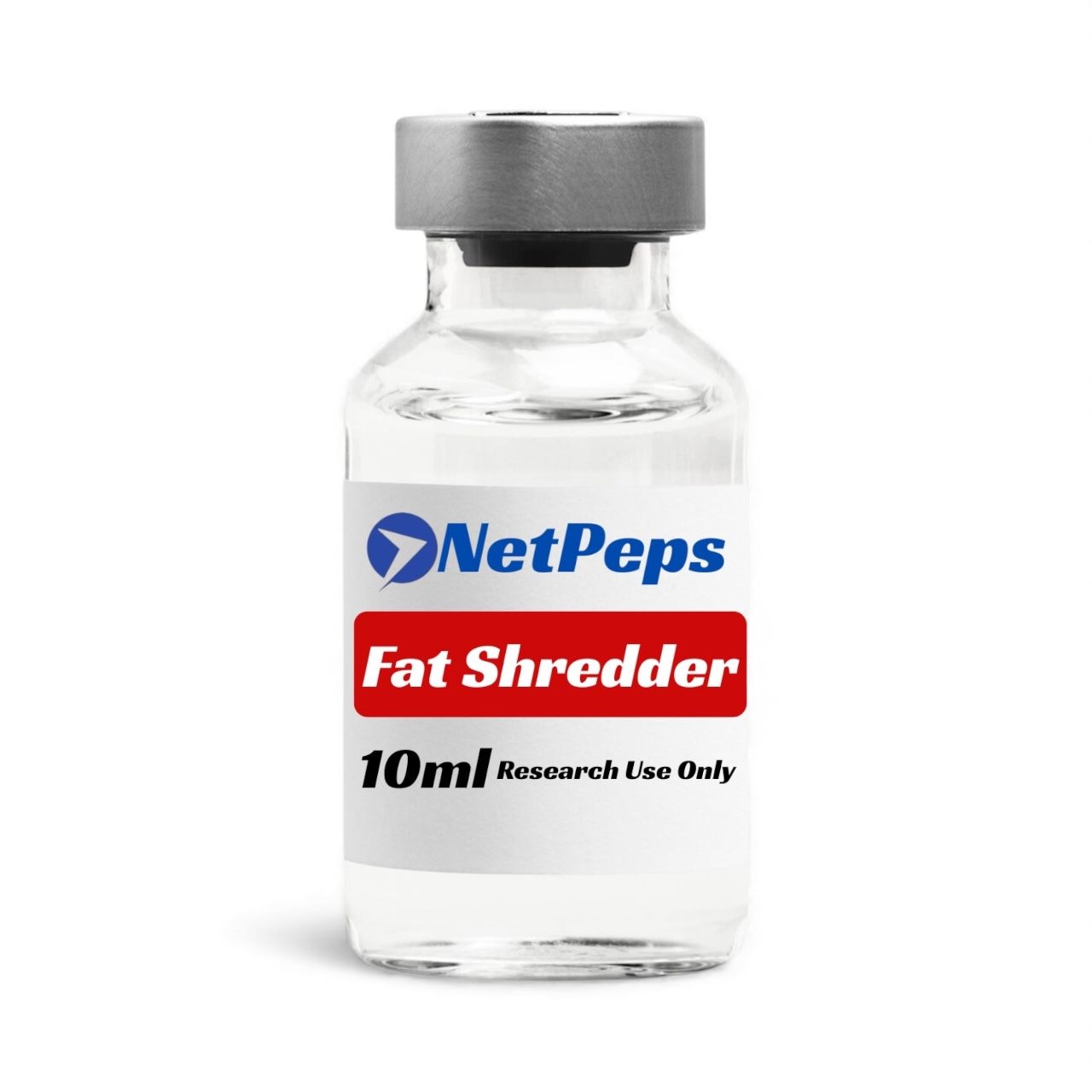 NetPeps Fat Shredder 10ml research chemical vial with silver cap and label featuring product name and size.