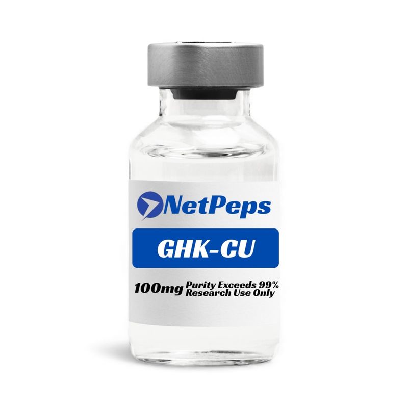 NetPeps GHK-CU 100mg vial, purity exceeds 99%, research use only.
