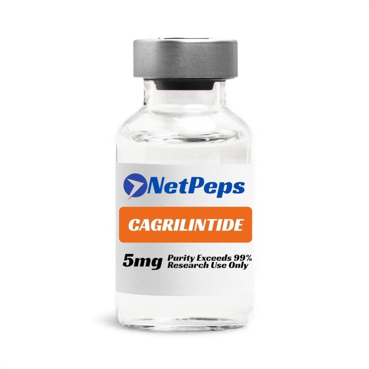 NetPeps Cagrilintide 5mg, lyophilized peptide vial, purity exceeds 99%, research use only.