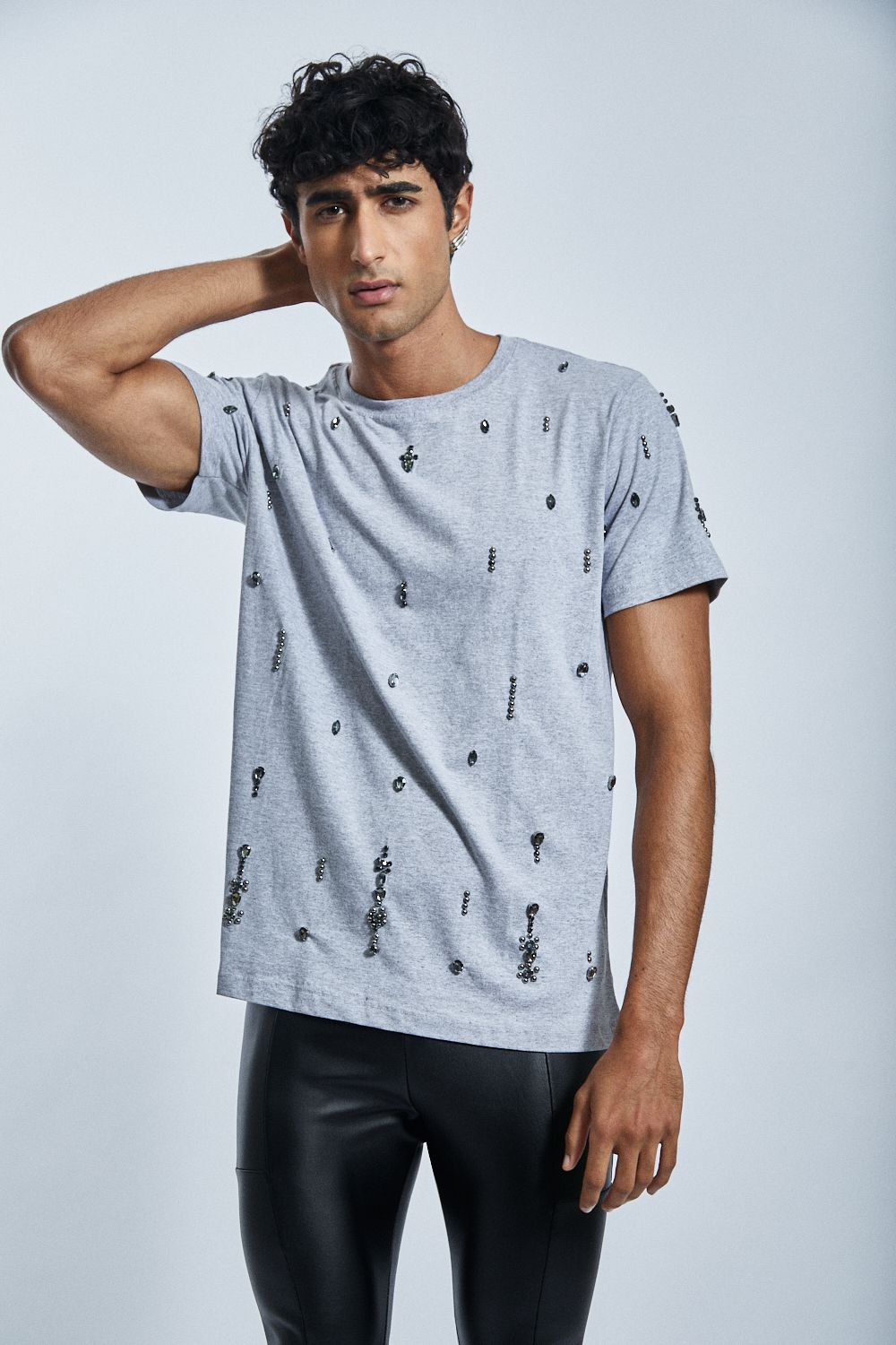 Griss Embroidered T-Shirt with Crystal Cameos