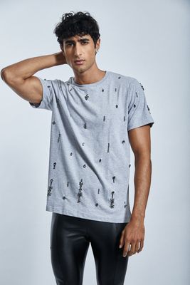 Griss Embroidered T-Shirt with Crystal Cameos