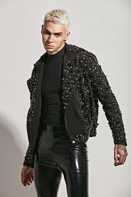 Crystal Embroidered Biker Jacket