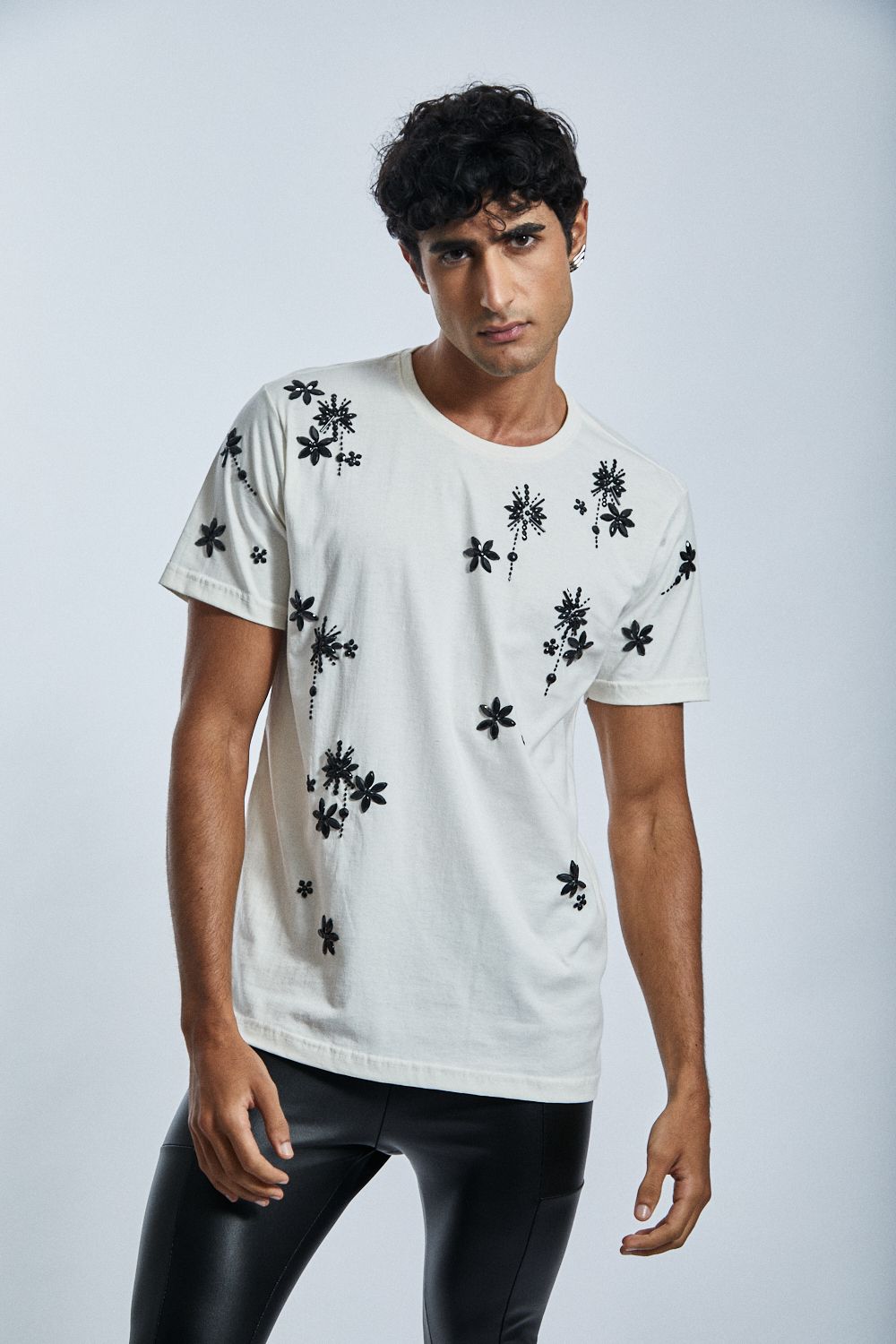 Dark Floral Embroidered T-Shirt