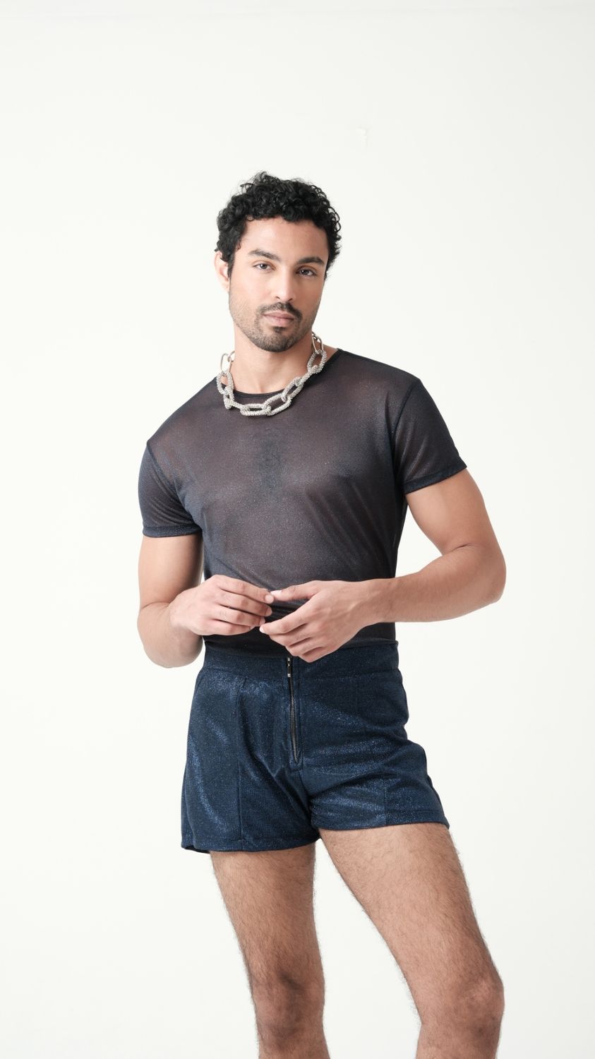 Blue Lurex Shorts