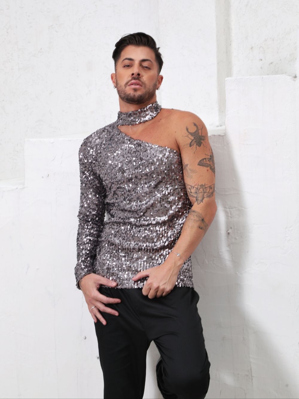 Bold Cut T-Shirt in Sequins