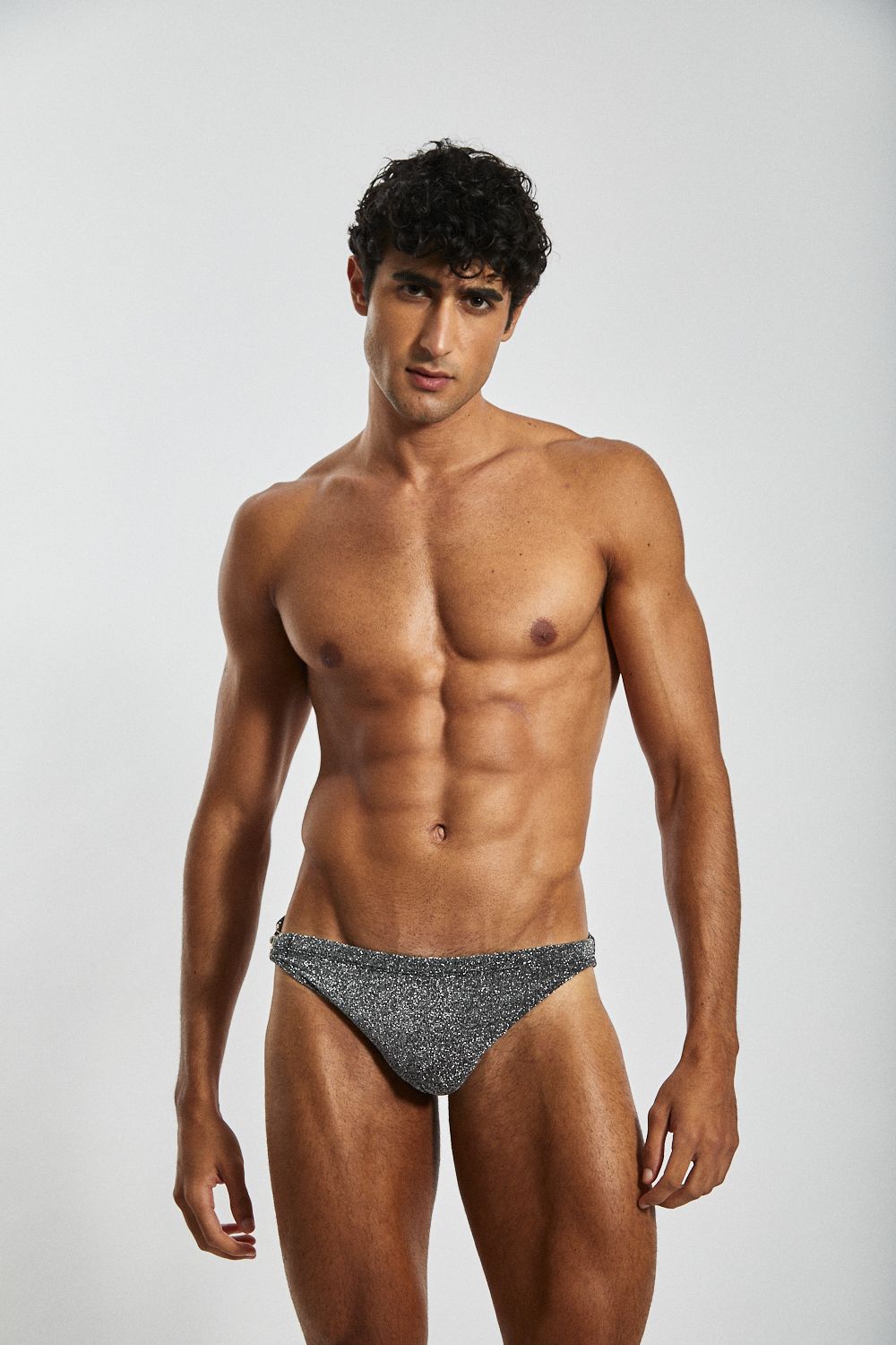 THÉROS Swim Brief – Metallic Lurex with Carabiner