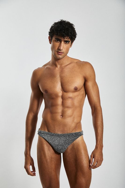 THÉROS Swim Brief – Metallic Lurex with Carabiner