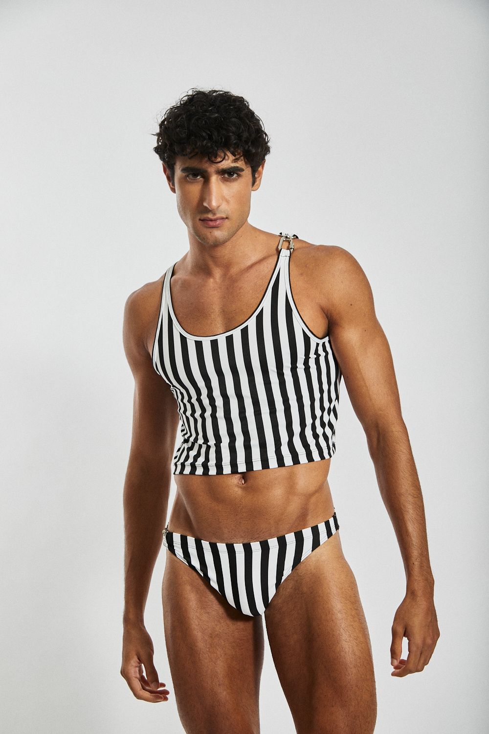 Atlas Top – Vertical Striped Lycra with Metal Carabiner