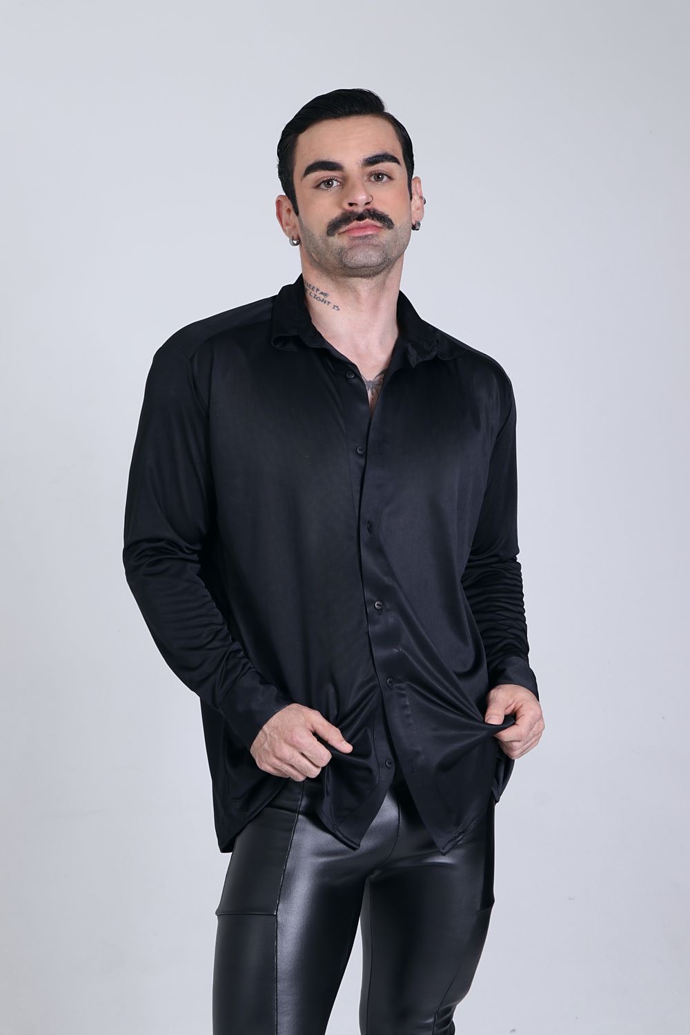Nyx Shirt – Black Synthetic Silk