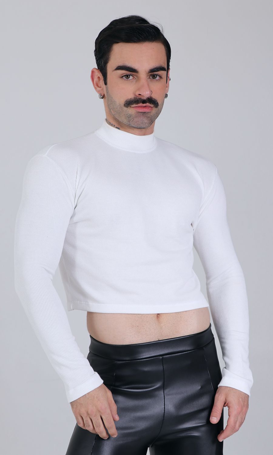 Ribbed Long Sleeve Basic Cropped Top