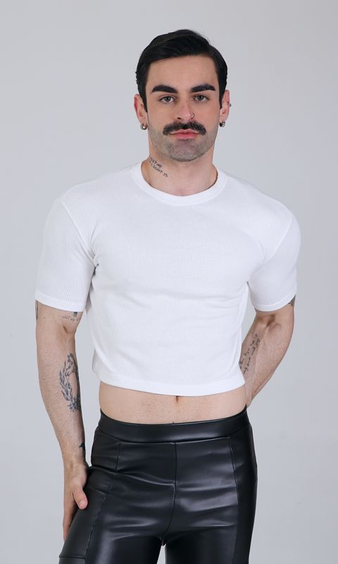 Cropped T-Shirt in Premium Knit 100% Cotton