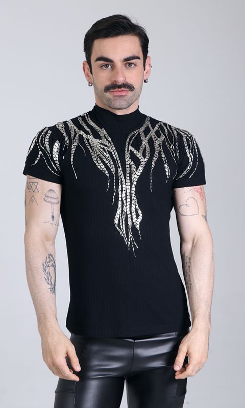 Abstract Embroidery T-Shirt