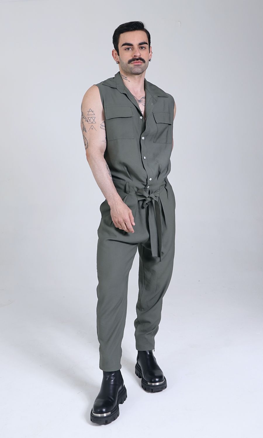 Olive Utility Tailored Jumpsuit