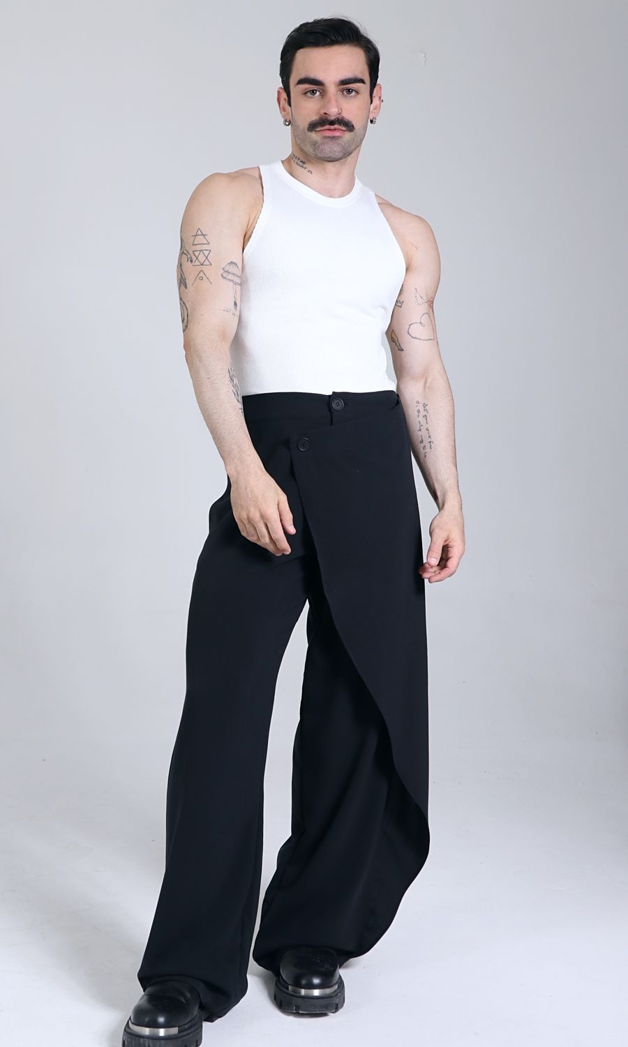 Black Geometric Tailored Pants