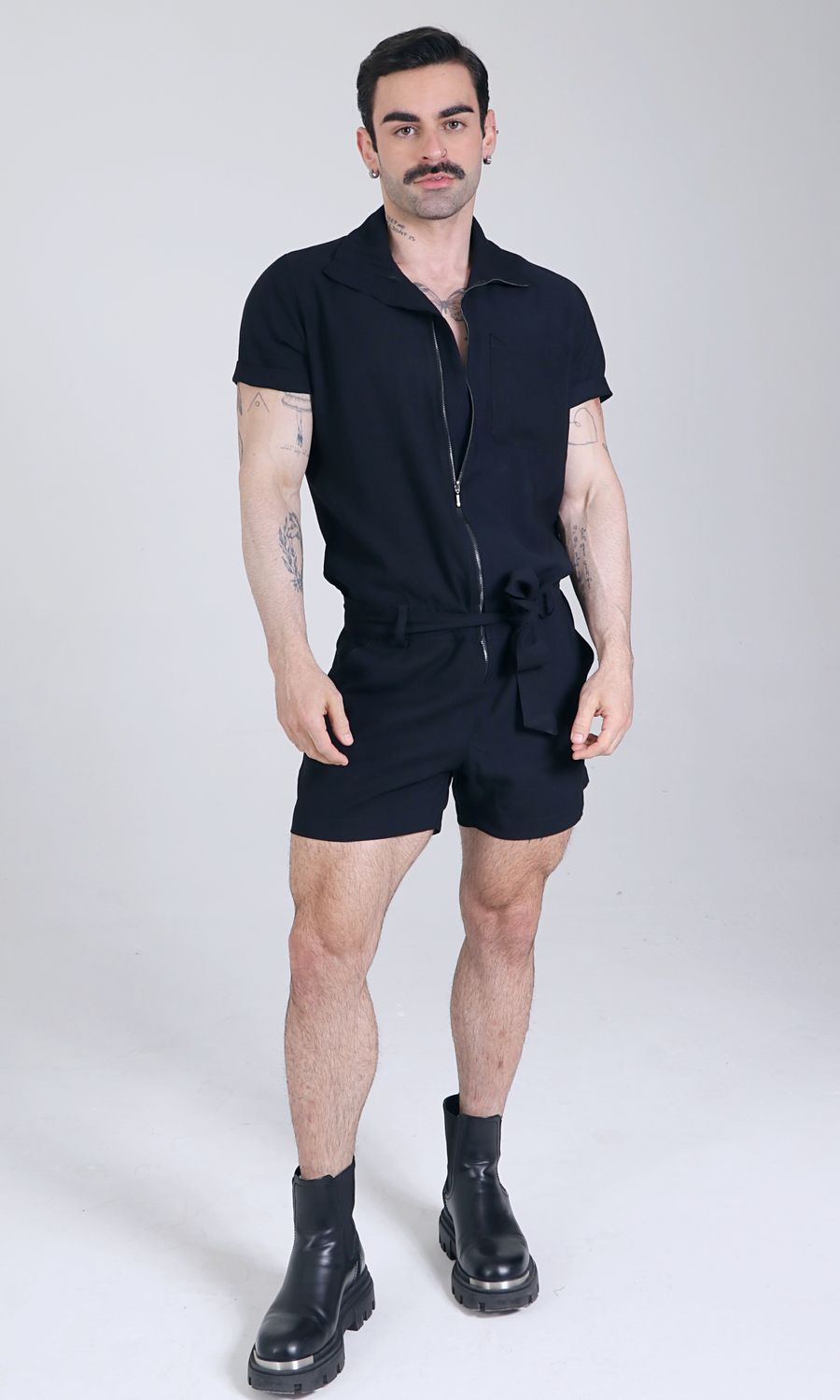 Black Tailored Short Jumpsuit