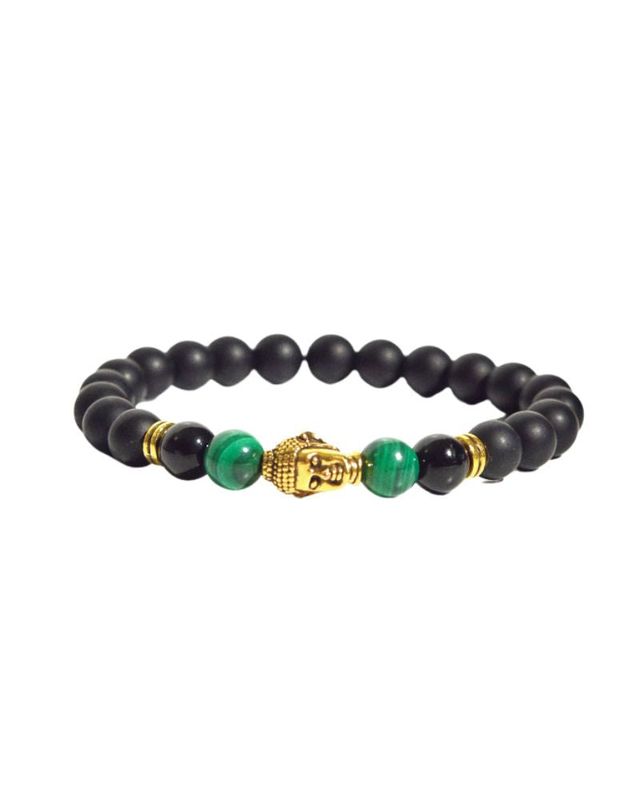 Buddha Stone Malachite Obsidian Bracelet