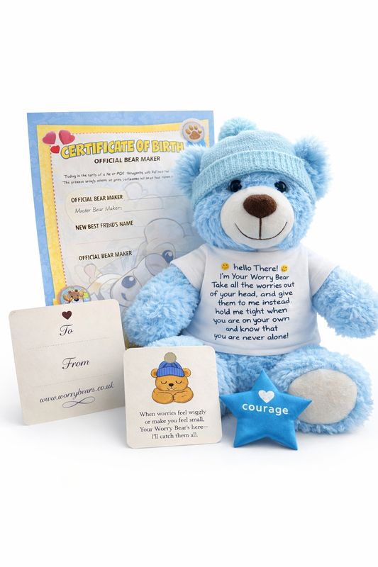 Worry Bear Comfort Teddy with Certificate & Poem