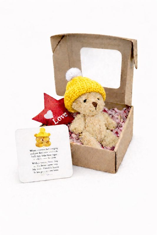 Mini Worry Bear Yellow Hat