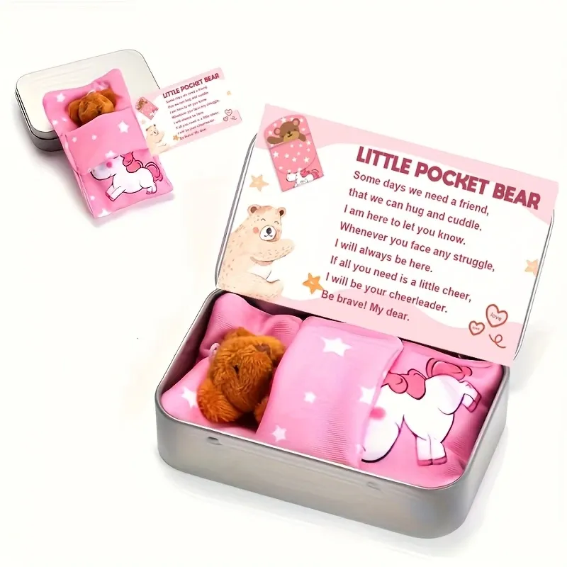 Mini  worry Empathy bear  in a Tin Brown