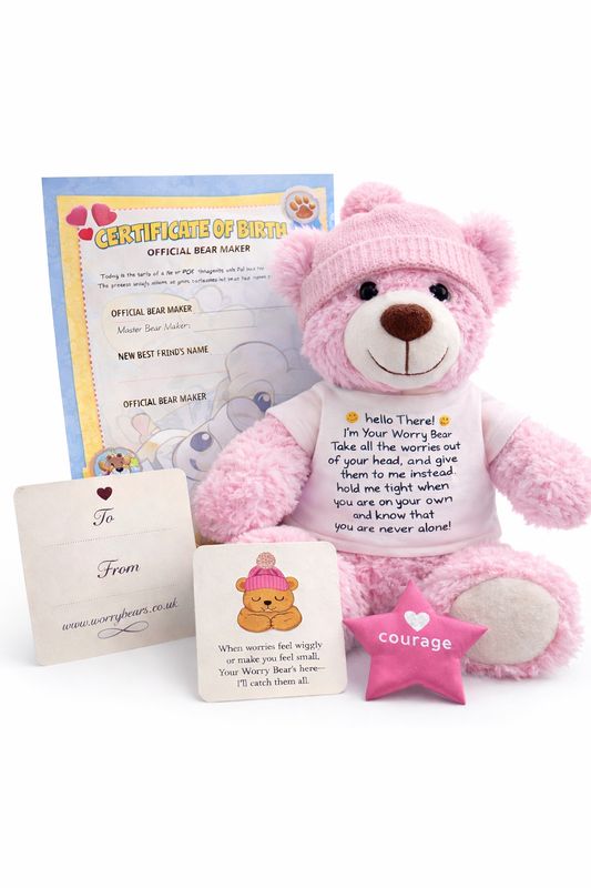 Worry Bear Comfort Teddy with Certificate & Poem