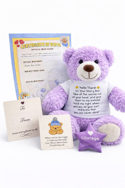 Worry Bear Comfort Teddy with Certificate & Poem