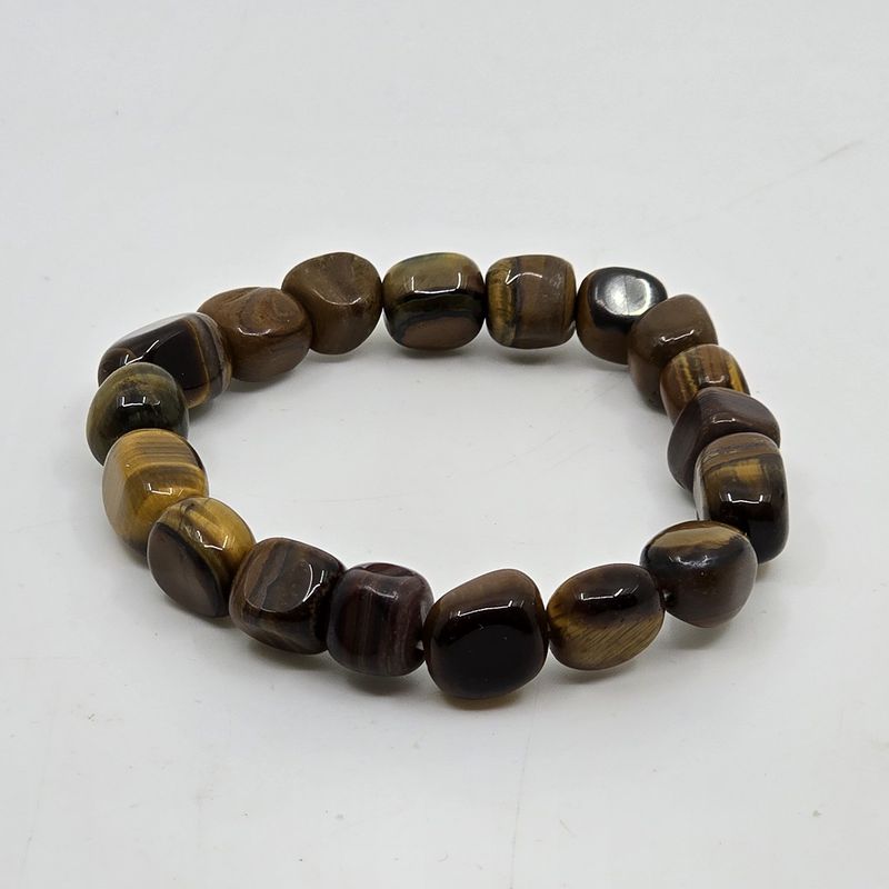 Tumbled Bracelet, Tiger&#39;s Eye, Gold