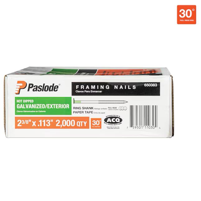 Paslode Exterior Framing Nails - 2-3/8-in x 0.113-in (2,000 Qty) 30deg Ring Shank