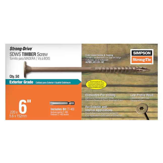 Simpson 6-in SDWS Timber Screws (50 Qty)