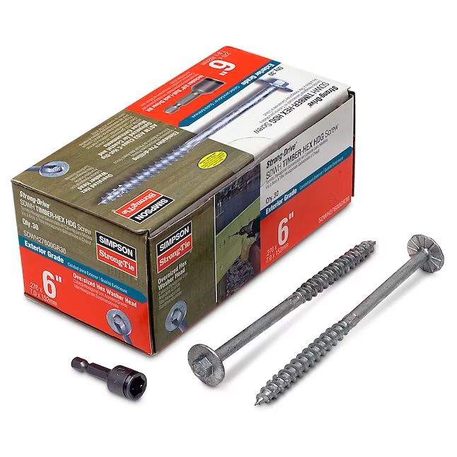 Simpson 6 inch SDWH Timber Screws-Hex HDG 3/8x6-in Wood Screws (30 Qty)